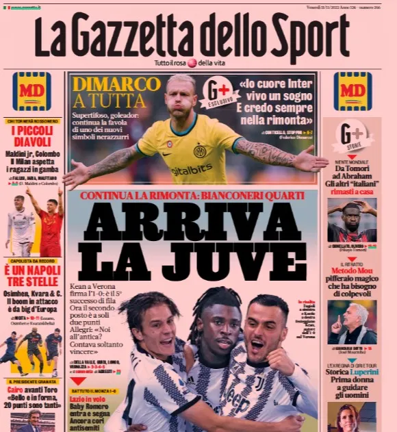 La Gazzetta non sta più nella carta: la Juve vince 1-0 a Verona ed è subito sei pagine La Gazzetta non sta più nella carta: la Juve vince 1-0 a Verona ed è subito sei pagine